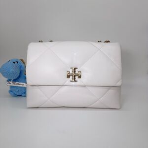 Tory Burch 154704 Kira Diamond Quilt Convertible Shoulder Bag Leather Blanc NWT